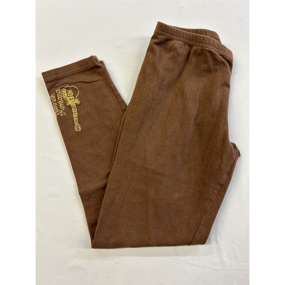 Disney Hannah Montana Brown Glitter Leggings Girls XL 16 Embroidered Guitar Y2K